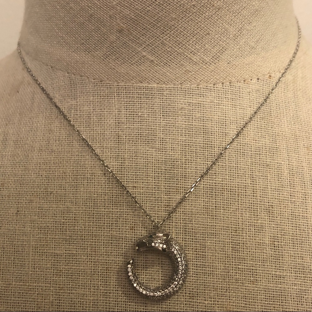 ADJUSTABLE 925 DIAMOND(?) DRAGON PENDANT & CHAIN